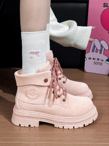 Warrior | Thick Heel High Platform Boots Vintage Pink
