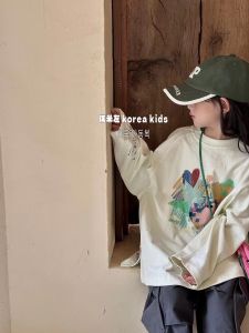 เสื้อยืดเด็กแขนยาวผ้าฝ้ายสไตล์เกาหลีสำหรับเด็กผู้หญิงและเด็กผู้ชาย ฤดูใบไม้ผลิและฤดูใบไม้ร่วง เสื้อชั้นในเด็ก แฟชั่น