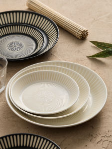 YOGEHOME | Japanese Style Ceramic Printed Relief Dish