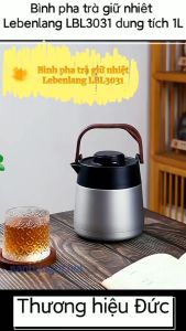 Bình giữ nhiệt pha trà có lọc trà Inox 304 Lebenlang LBL3031 dung tích 1000ml hàng Đức bảo hành 2 năm