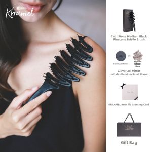 KRRAMEL | Volume Boosting Boar Bristle Hair Comb for Scalp Massage and Hair Care
