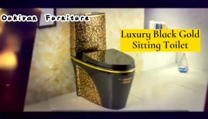 Luxury Black Gold Ceramic Sitting Toilet Tandas Duduk Siphonic Anti-Odor Creative Design High Quality Toilet Tandas