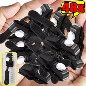48Pcs Detachable Zipper Pullers Universal Instant Zipper Head Metal Nylon Zipper Repair Kits For DIY Bags Jackets Clothes Accessories