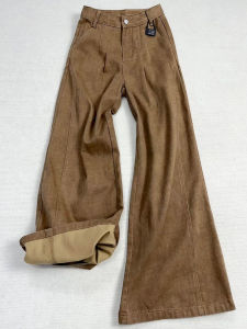 plus Size Khaki Wide Leg Jeans Womens High Waist Workwear Trousers Spring Autumn Loose Slimming Floor-Length Pants