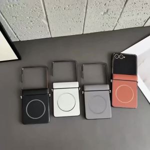 CHUBAN | For Magsafe Case With Hinge Protection For Samsung Galaxy Z Flip Fold 8 Ultra 7 6 5 4 Hard Plain Leather Magnetic Phone Covers