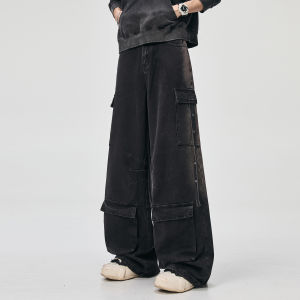 ALLIN | Straight Fit Workwear-style Black Gray Mens Jeans