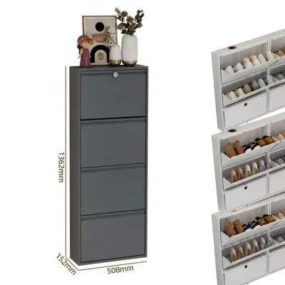 DIBIOU | Security & Thin Steel Shoe Cabinet 15cm