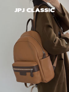 jpj | JPJClassic Top Layer Cowhide Large Capacity Casual Travel Backpack For Women Leisure British Style Soft Handle Zipper Closure