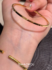 Titanium Steel Gold Plated Ultra-Thin Bandeau Womens Bracelet Commute Versatile Stackable High-End Feeling Wrist Jewelry