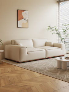 Qixinyu |Black Leather Straight Design Sofa