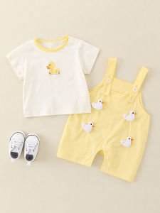 Summer Outfit for Babies Lightweight Cotton Romper Short Sleeve Two-Piece Set Trendy And Stylish for Toddlers And Infants