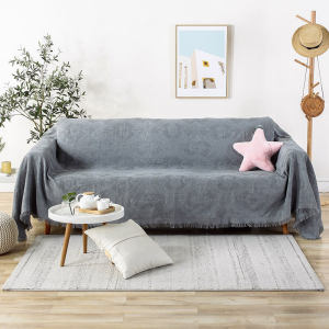 ผ้าคลุมโซฟาสีล้วนสไตล์นอร์ดิกผ้าคลุมโซฟาใช้ได้ทั้งสี่ฤดูผ้าคลุมโซฟากันลื่นคลุมทั้งหมด