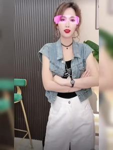 Slim Fit Denim Vest Summer Thin Style Womens Outerwear Anti-Aging Hong Kong Style Retro Sleeveless Shoulder Pad Vest Jacket Top