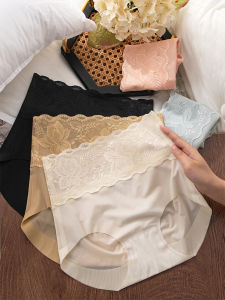 TIANZHIYI | High Waist Ice Silk Seamless Lace Briefs for Summer