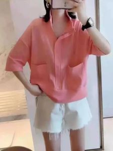 Casual Korean Style Zipper Short Sleeve T-Shirt Womens Sweatshirt Jacket Thin Spring Summer New Arrival Street Fashion