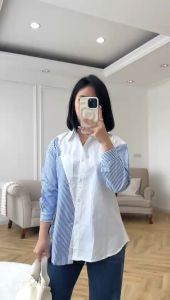 NANDO ATASAN KEMEJA WANITA KASUAL KOREAN STYLE OVERSIZED KATUN IMPORT CANTIK