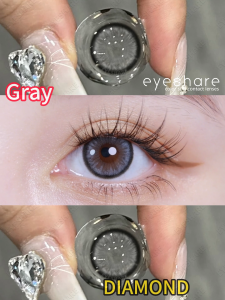 [COD] EyeShare softlens DIAMOND (berlian) Seri soflen Gray Brown softlens Gaya tanpa resep 14.5 MM Cocok untuk mata besar 1 Yearly Used 2 buah