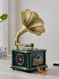 Vintage Mini LP Record Player Rotating Black Vinyl Bluetooth Speaker Triple Channel Multi-Function Living Room Decorations