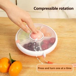 Snack Tray Spinner Kotak Makan Snack Putar 5 Sekat/Kotak penyimpanan baki buah kering tahan lembab portabel di rumah/tempat snack putar/Kotak makan anak