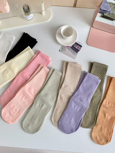 ผู้หญิงถุงเท้าโยคะฤดูใบไม้ผลิฤดูใบไม้ร่วงกลางลูกวัวฟิตเนสในร่มพิลาทิสกีฬาซิลิโคนลื่นถุงเท้าชั้นเต้นรําผ้าฝ้ายลายสไตล์