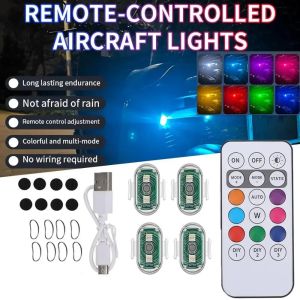 RGB Led Strobe Lights Motorcycle LED Flash Position Wireless Light Aircraft Airplane Helicopter Warning Lights Car Accessories