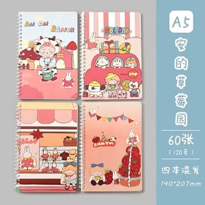 Perfect Life 1Pcs 60 Sheets A5 Rollover Coil Notebook Cartoon Student Notebook Line Notebook