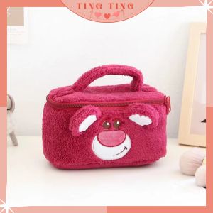 Túi mỹ phẩm hình gấu dâu màu hồng dễ thương túi đựng đồ mỹ phẩm tiện lợi hình hộp gấu Lotso nhỏ gọn dịu dàng _Ting Ting