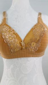 Lace with Line Design Thin Span Soft Cup BC 38~44 Wireless Breathable Gather Bra / Baju Dalam Wanita Tanpa Wired 3 rows [#337 AYMI]