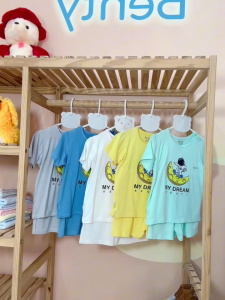 Bộ cộc tay cài vai BENTY BT004 in phi hành gia chất vải mềm mịn đồ bộ cao cấp bé trai bé gái