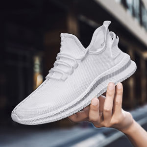 Breathable Mens Running Work Shoes Fashion Platform Men Gym&Casual White Mesh Lightweight Anti-slip Sports Sneakers Tennis