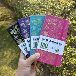 BUKE Bujo B6 Dotted Journal Dot Grid Notebook Pocket Size And 180gsm Bamboo Paper 80 Pages With Butterfly And Bloosm