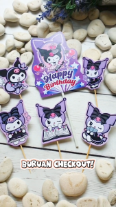 Dekorasi Kue Ulang Tahun Kuromi: Set Topper Cupcake & Pudding Tumpeng