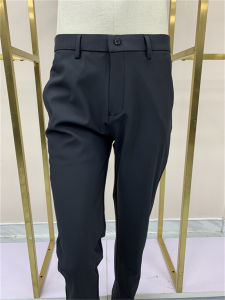 Promotion Return Spring Autumn Mens Business Casual Black Blue mid Waist Straight Silk Smooth Casual Pants Ming Sheng Yuan