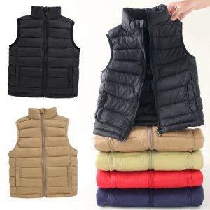 Boys Girls Down Vest Kids Lightweight Winter Warm Waistcoats Autumn Children Fashion Solid Color Jackets Teenager Casual Clothes