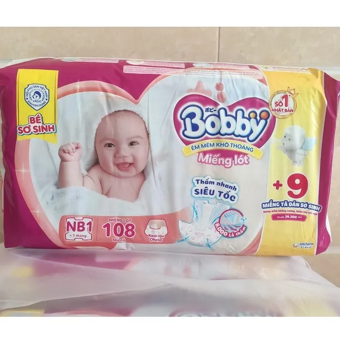 Miếng lót sơ sinh Bobby dành cho bé từ 0 tháng tuổi siêu tiết kiệm