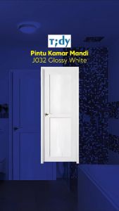 Tidy Pintu Kamar Mandi Pvc + Handle Bukaan Kanan J032 71X195 Cm Putih - Proteksi Ganda Extra Bubble Wrap
