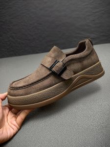 Kangaroo Shoes Mens Casual Fashion British Style Trendy Leather Shoes Autumn 2025 New Vintage Style Low Top Business Casual Shoes