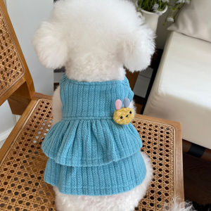 Pet Clothes Fall and Winter New Arrival Candy Color Heattech Knit Halter Dress Teddy Bichon Dog Cat Thickened Clothes