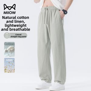 MiiOW | Breathable Thin Cotton Linen Straight Leg Mens Pants