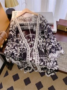 AIYITI | Summer Lightweight Loose Fit Sun Protection Lace Dress with Cutout Cardigan