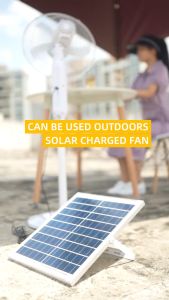 KEELAT Rechargeable Solar Fan DC Fan Stand Fan With LED Light+16 inch Fan Adjustable USB Rechargeable Stand Fan Outdoor