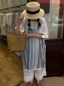 Sweet Summer New Loose Floral Print Halter Dress Womens High Waist Cotton Gown Vintage Style Mid-Length A-Line Gown