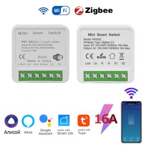 Tuya ZigBee Breaker WiFi Smart Switch 2Way Breaker Relay Module 220V 110V 16A Smart Life APP Voice Control For Alexa Google Home