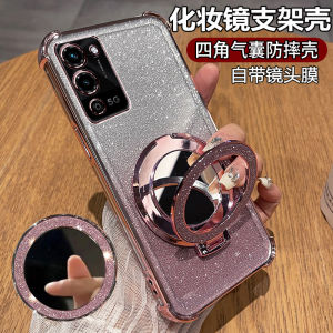 Oppo A56 Silicone Case 5G Full Cover Anti-Fall Transparent Womens Case with Stand Mirror Soft Shell Luxury Sensation