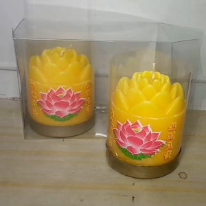 Lilin Teratai Kuning 1/2 Kati Lilin Sembahyang Dekorasi 24 Jam 1 Set