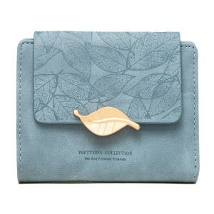 Purse womens short 2023 new niche design simple retro frosted leaf womens purse fashion coin purse zipper folding student wall
