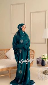 SYADZILAH - Mukena Terusan Dewasa Bordir Bunga Plum Katun Rayon