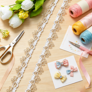 5m/16.4ft Each Pack 1.0cm Lace Trims Ribbon for Wedding Dress bras Costume Curtain braid cord Pillow DIY Handmade Craft Decorat