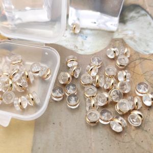 18K Gold Plated Silicone Ear Stopper Anti-Loss Clasp Fine Needle Accessories Plug Super Tight Anti-Slip Earplug Ear Cap Post Plug