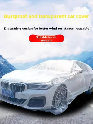 Disposable Transparent Thin Car Cover Rainproof Sunshade Dustproof Invisible Full Body SUV Cover Universal Auto Protection